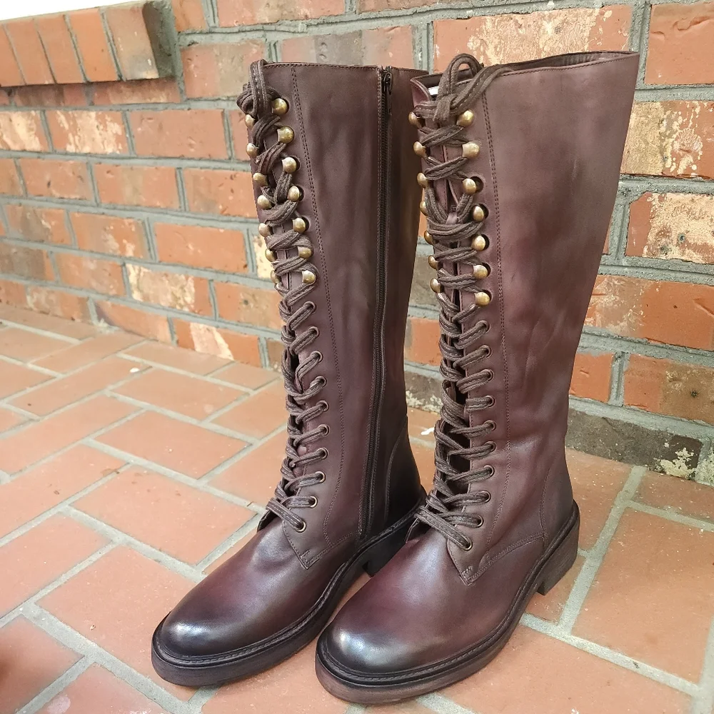 Vintage Foundry Distressed Riding Boots Brick Brown - Picture 6 of 16